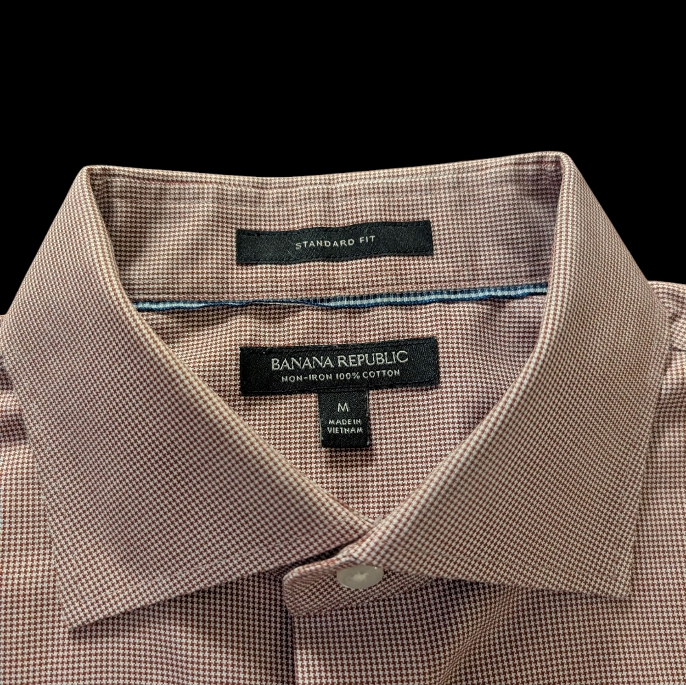 Banana Republic Men's Checkered Burgundy Dress Shirt